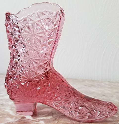 Fenton Art Glass Daisy & Button Shoe Shoe Boot - Rosa Glass - Original
