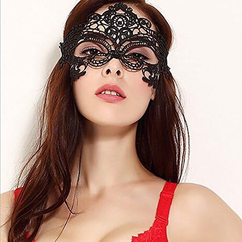 Coobey 8 Pacote de renda máscara de máscara de máscara veneziana mulher máscara de olho sexy para halloween carnivalparty bola, preto