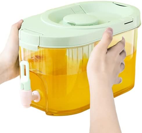 Yapthes Dispensador de bebidas 4L com Spigot, dispensador de plástico removível, para chá de verão produzindo verde retangular