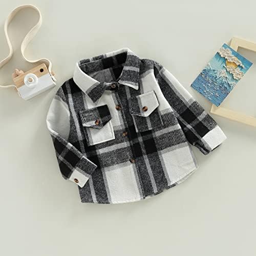 Criança menino menino menina menina longa manta botão com casaco de camisa pequeno garotinho flanela lapela shaket de casacos de outono roupas