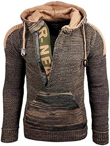 Suéter de algodão com capuz masculino Fashion outono inverno solto plus size mixed color latshirt jaqueta de malheta plana