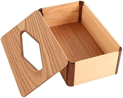 Tampa de caixa de tecido de madeira LDELS, suporte rústico do distribuidor de guardanapo retangular com painel inferior deslizante, marrom escuro