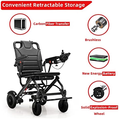 Cadeiras de rodas motorizadas para adultos Best dobráveis ​​e leves para adultos equipados com baterias de lítio de alta capacidade de 24 volts, podem durar 23-25 ​​milhas, com peso de 265 lbs