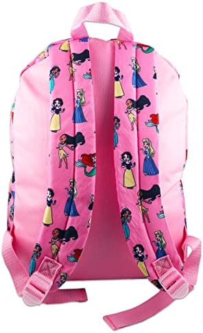 Mochila Puncesa da Disney Princess para crianças, crianças pequenas - pacote de materiais da Disney School com 16- '' Princess School Bag, além de adesivos, garrafa de água e mais