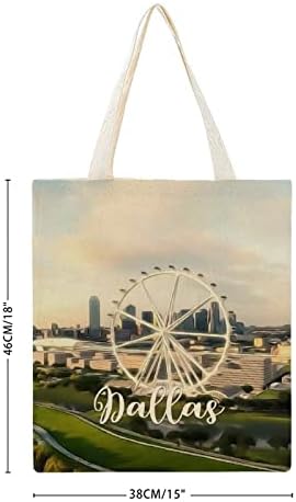 Dallas Canvas Tote Bags City Travel Bag de lona para praia Presente de graduação da Bag Bag College para Melhor Amigo