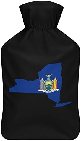 Mapa de bandeira da garrafa de água quente de Nova York 1000 ml com tampa macia removível Saco de injeção de água de pacote frio