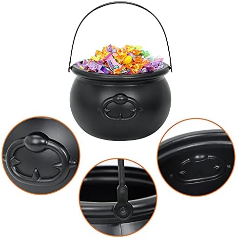 Joyin Large Halloween Black Cauldron 7.5 '', Caldeirão de Candy de Halloween, chaleira de doces, maconha e balde,