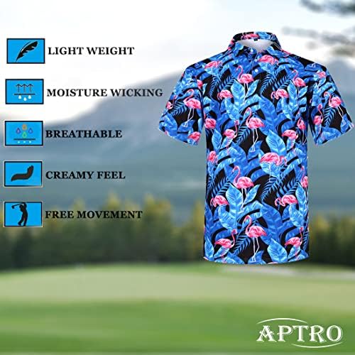 Aptro Masculino Hawaiian Golf Polo Camisas