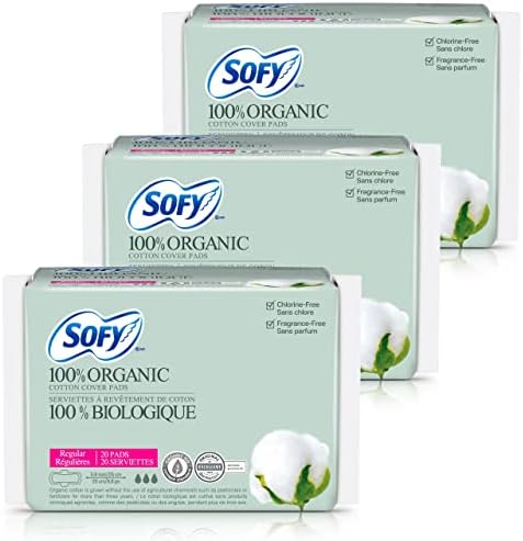 Aldeias higiênicas de algodão orgânico sofy para mulheres - guardanas sanitários regulares orgânicos certificados, super absorventes,
