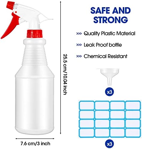 Yinder 18 PCs 16 oz frasco de spray de plástico vazio garrafas de spray recarregáveis ​​para limpeza Solução de vazamento de água à prova de vazamento com o frasco de pulverizador de água com névoa de bico ajustável/modo de fluxo