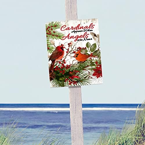 Red Bird aparece quando os anjos estão perto de Wood Signs Farmhouse Christmas Mistleto Wreath Art Wall Wall Hello Winter