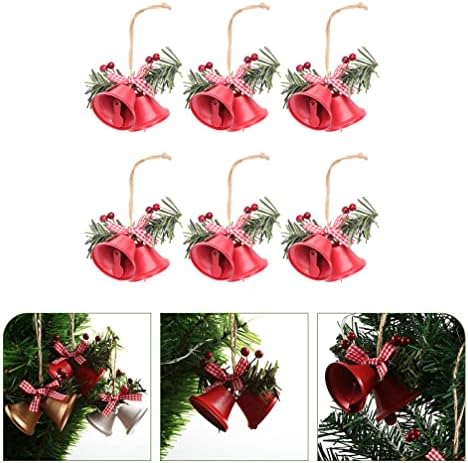 Galpada Bells pendurados 6pcs sinos de natal árvores pendurados ornamentos metal jingle sells pingentes de árvore de natal para decoração de férias de natal sinos de natal
