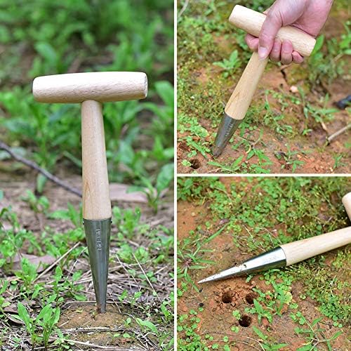 1pc Sow Sow Sow Dibbler com alça de madeira DiBber Garden Tool Tool Lightweight resistente à mão Planter de lâmpada para cavar solo de transplante de vegetais de semeadura