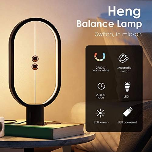 Lâmpada de equilíbrio, absorção magnética inteligente USB Lâmpada de equilíbrio de interruptor de ar, ornamentos de luz da mesa