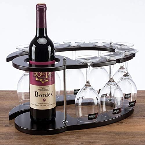 Rack de vinho de madeira com simplicidade elegante com bancada de copo Top Top 1 Stand Bottle Stand & 8 Stemware Organizer,