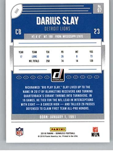 2018 Donruss Football 97 Darius Slay Detroit Lions Cartão NFL Official da NFL