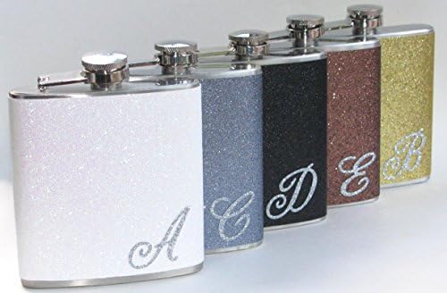 6 frascos que você escolhe as cores personalizadas noivas damas de noiva Glitter Bling brilhante 6 oz de aço inoxidável Liquor Hip Flask