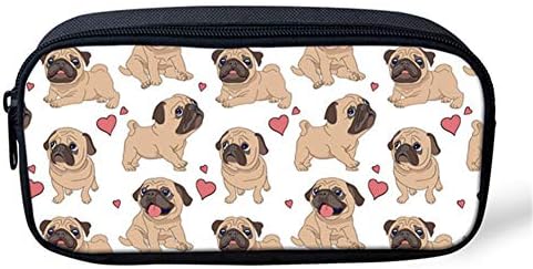 O escritório da escola coloranimal suprimentos de lápis Zipper em torno dos detentores de caneta Funny Pug Pad Padrão Cosmético Pouca para Mulheres