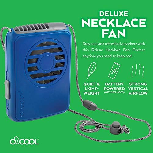 O2Cool Deluxe Fan de colar pessoal | Mãos sem mãos, Mini dispositivo de resfriamento vestível de bateria para praia, eventos esportivos, acampamento