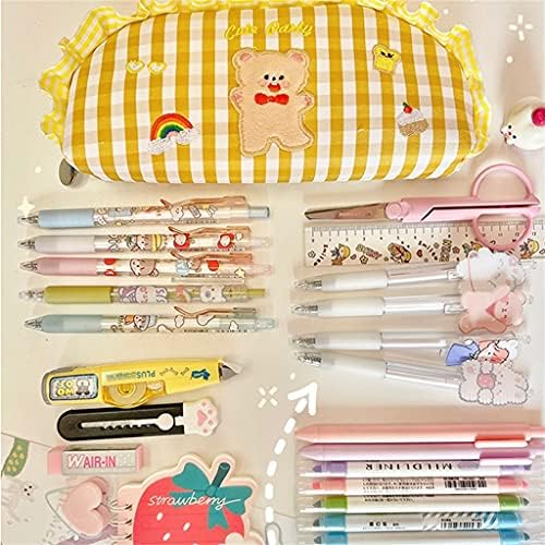 Renslat Lápis Case fofa urso de grande capacidade Bolsa de armazenamento de artigos de papelaria Kawaii Lápis Bolsa de armazenamento