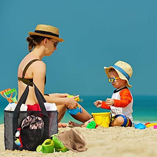 Bolsas de praia de malha de Edraco, mercearia produzem sacola com zíper e bolsos para academia, piquenique, compras ou viagens