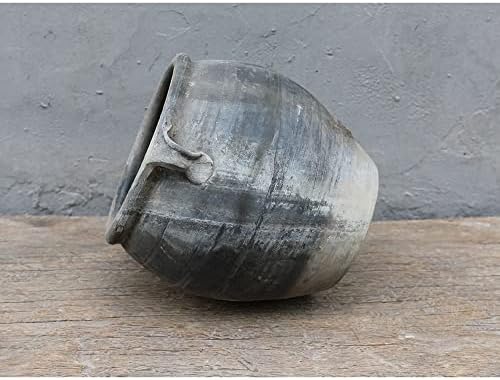 Desconhecido1 10 W médio preto cerâmico interno externo vintage jarro de cerâmica com 2 lida com argila rústica artesanal
