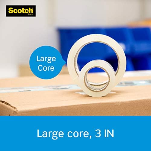 Fita de embalagem pesada escocesa, 1,88 x 54,6 m, projetada para embalagem, envio e correspondência, adesivo de força industrial 3m, núcleo de 3, claro, 36 rolos