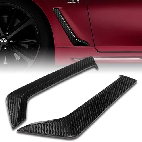 HK5 2 peças fibra de carbono lateral lateral capa de ventilação Compatível com 2017-2022 Infiniti Q60 Coupe, 2018