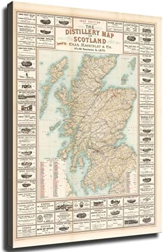Mapas de uísque da Escócia Vintage Scotch Print Poster Canvas Prinha Arte da parede Modern Classroom Cozinha quarto