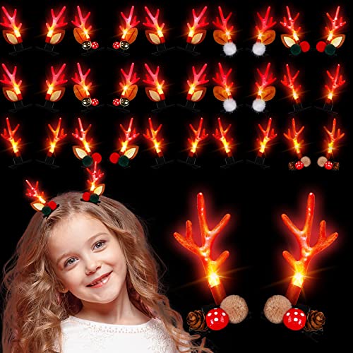 32 peças Light Up Festy Cabelo clipe de Natal LED ACESSORES DE CABELO DE FESTO GRANÇADO PARA MENINAS CORTIDA CABELO FESTIVO