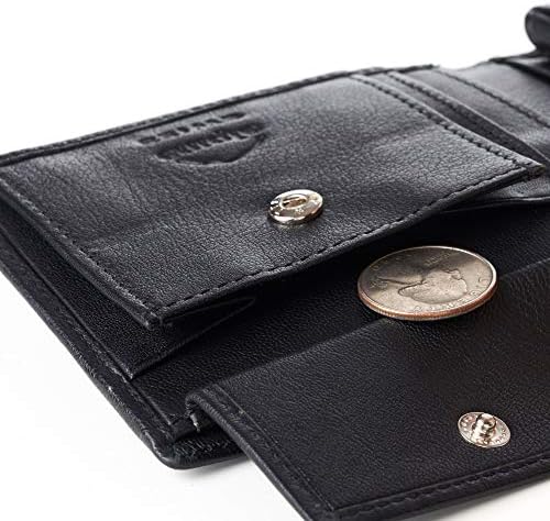 Alpine Swiss RFID Protected Men Coin Pocket Pocket Bifold Wallet com a seção Divided Bill vem em uma caixa de presente