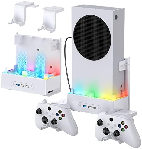 Suporte para montagem de parede para Xbox Series S, Meneea Mount Kit Kit Acessórios com suporte de resfriamento, faixa de luz LED