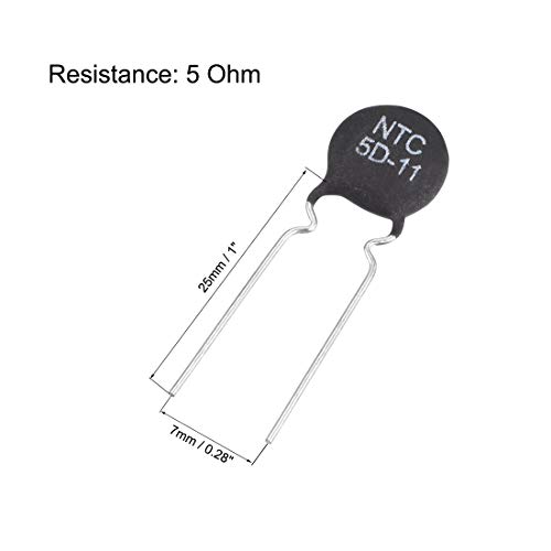 resistores de termistores UXCELL NTC 5D-11 4A 5 ohm de sensores de temperatura do limitador de corrente de entrada de 5 ohm de 40 pacote de 40