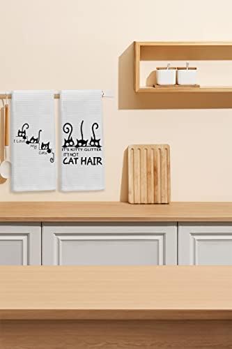 Não é cabelos de gato são toalhas de cozinha de gato glitter, toalhas de banheira, 16 x 24 polegadas de 2 polegadas 2 mole e absorvente