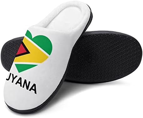 Love Guiana Sapatos de chinelos de algodão imprimidos da Guiana com espuma de memória macia para casa externa em casa