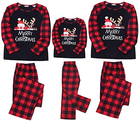 Pijamas de Natal correspondentes para a família de 3 loungewear de Natal de Natal Pijamas de Família de Natal Combinando Long