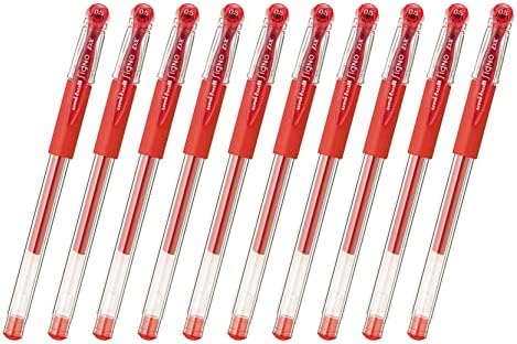 Mitsubishi lápis uni-ball signo um15105.15x10 caneta esferográfica em gel, 0,02 polegadas, vermelho, conjunto de 10