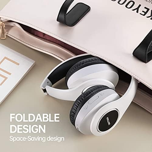 Pollini Bluetooth Headphones Wireless, 40H Playtime dobrável sobre fones de ouvido com microfone, fone de ouvido estéreo de baixo com movimentos de ouvido para iPhone/Android Cell/PC