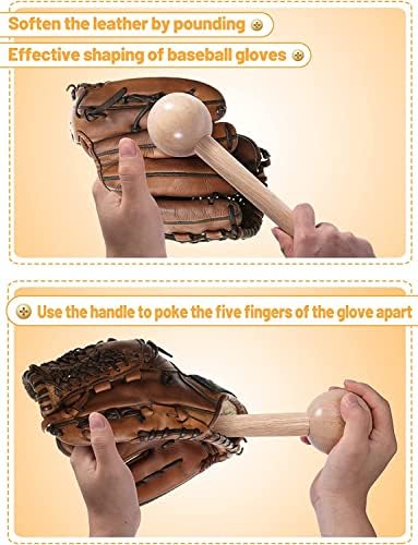 Mallet de luva de beisebol-Moldando martelo para invasão de luva, madeira longa de madeira de uma peça de softball e mitts de beisebol ferramenta para apanhadores de jovens adultos