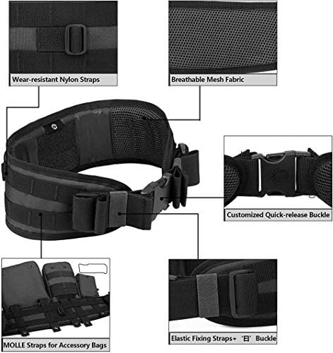 Cinto de patrulha acolchoado acomotado do Acomoo com proteção de nylon de proteção de cintura cinto de proteção de proteção para combate ao ar livre preto