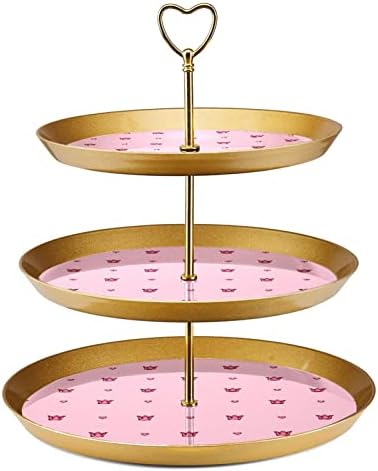3 cupcake de camada stand rosa coroa amorosa cardíaco de sobremesa em camadas de mesa de bandejas para festas