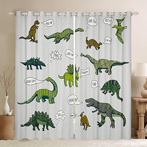 Cortinas de dinossauros erosébridais conjuntos de animais de safari da selva cortinas de janela de desenhos animados DINOS