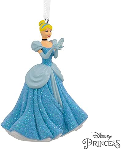 Hallmark Disney Cinderella segurando o enfeite de Natal de vidro de vidro