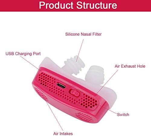 Dispositivos de filtro anti -ronco, USB Recarregável 2 a 13 PM2.5 Purificador de ar para respirar Continuos Continuos Pressury Pressur Dilator nasal para reduzir o ronco