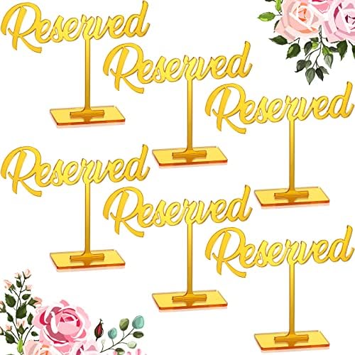 6 PCs acrílico Reservado Mesa Plina de casamento Sinais de mesa de mesa acrílico Sinais de assento reservados para o casamento Sinal de recepção de casamento espelhado para a decoração do escritório de reserva de negócios