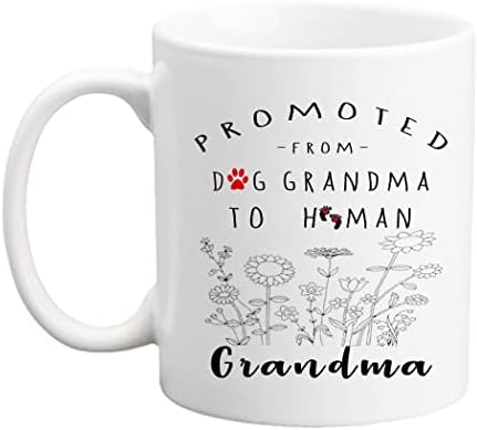 QSAVET New Baby Reveal Presente para a vovó, promovido da avó de cachorro para a avó humana, caneca de presente da vovó, presente de avó, caneca de café para a avó da filha - filho - 11oz