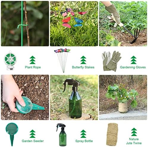 Ferramentas de jardinagem para ferramentas de jardim, ferramentas de jardinagem para serviço pesado, kit de partida de ferramentas de aço de alta de 13 peças com bolsa de jardim, espátula, erva daninha de mão, cultivador, ferramenta externa com alça de jardinagem ergonômica que não desliza o