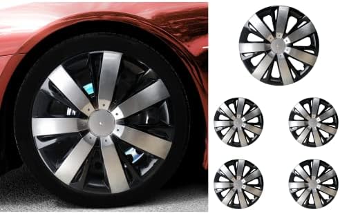 Snap 15 de polegada no Hubcaps compatíveis com Mazda 3 - Conjunto de tampas de 4 aros para rodas de 15 polegadas - preto e cinza