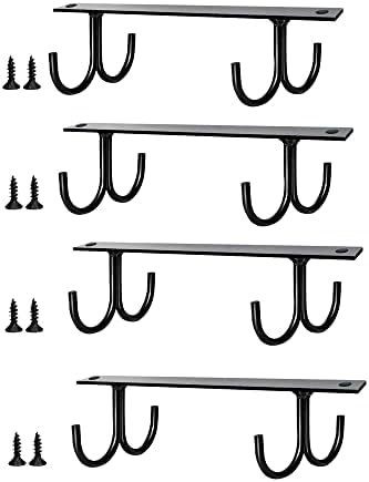 4 sets rack de porta de caneca em prateleira de gabinete, porta de copo de café de metal para mesas/estantes/paredes/armários