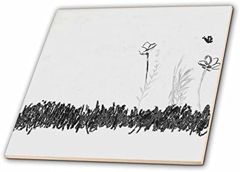 Imagem de 3drose de crianças desenho de borboleta e flores preto branco - telhas